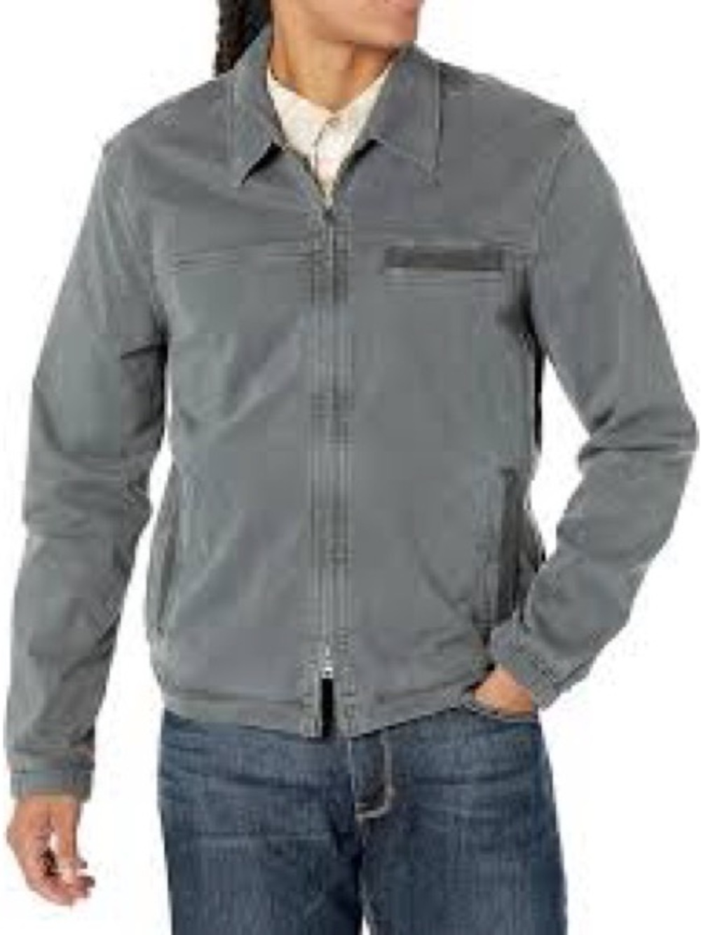 PAIGE Vaughn Stretch Twill Zip Front Jacket Gray Mens Size XL